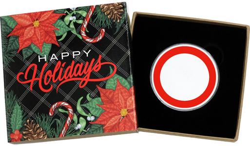 SilverTowne Natural Kraft Paper Gift Box with Happy Holidays Poinsettia Box Sleeve